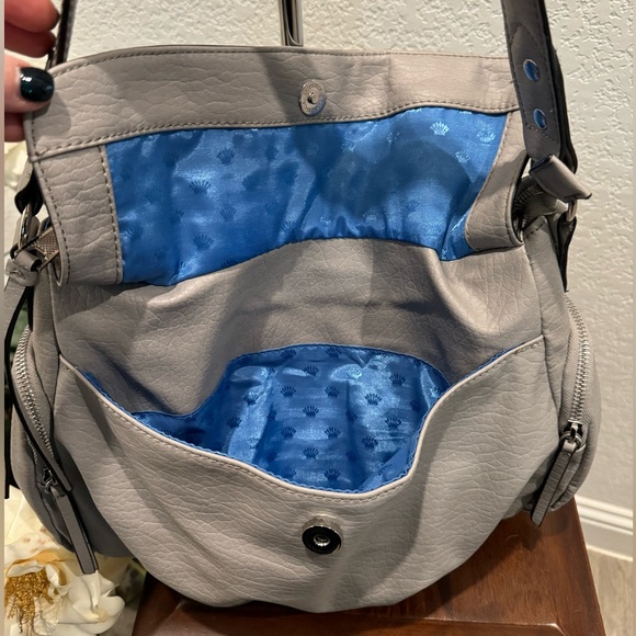Juicy Couture Gray Leather with Royal Blue Interior Shoulder Purse - Picture 10 of 15